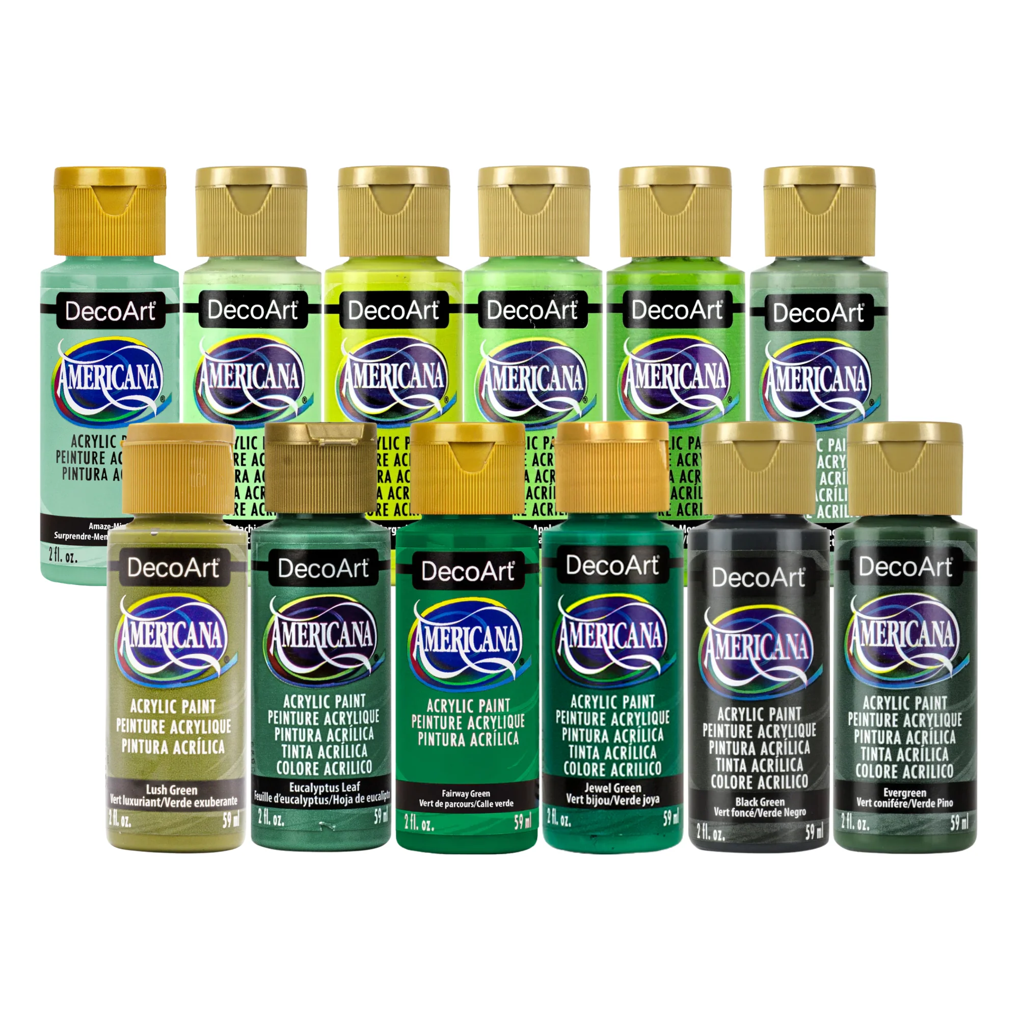 Americana Acrylic Essential Greens Paint Set